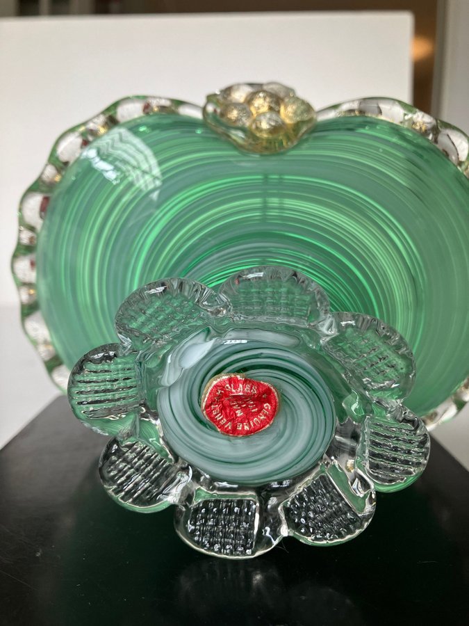 Vintage Italiensk MURANO glas korg