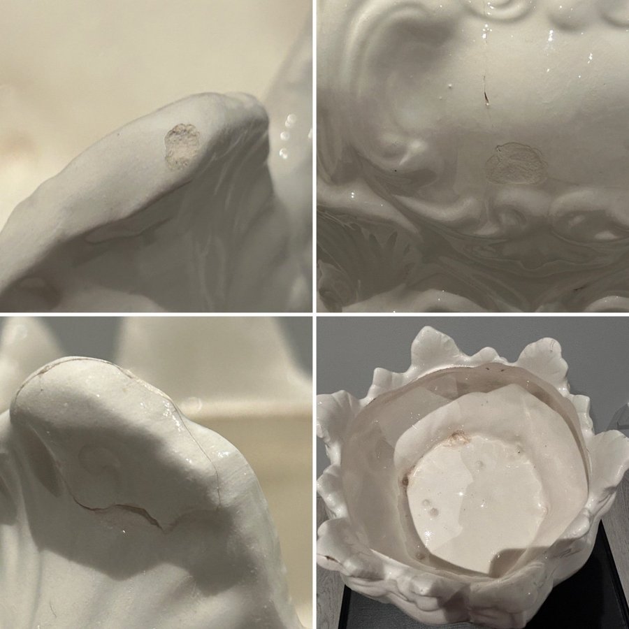 Äldre kruka/ ytterfoder vitglaserad keramik