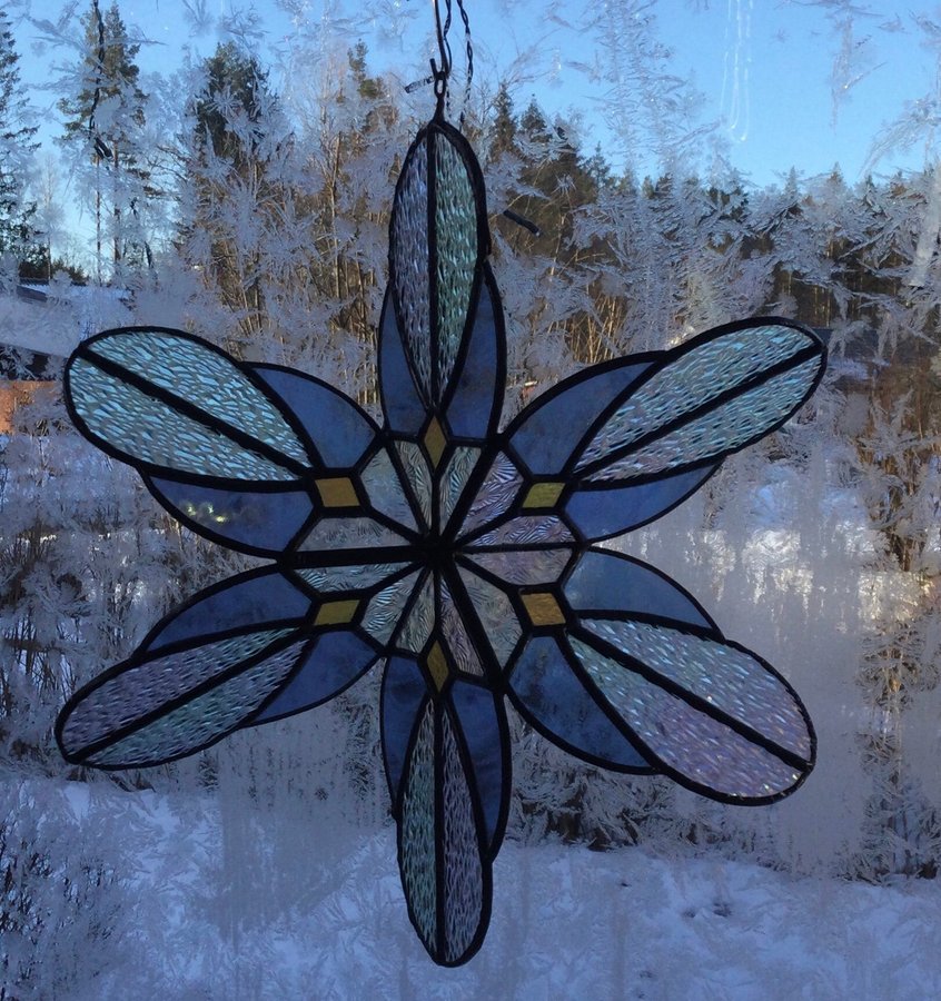 Tiffanyteknik 3D glas konst hantverk vind-solfångare vindspel snitt+/- 29 cm