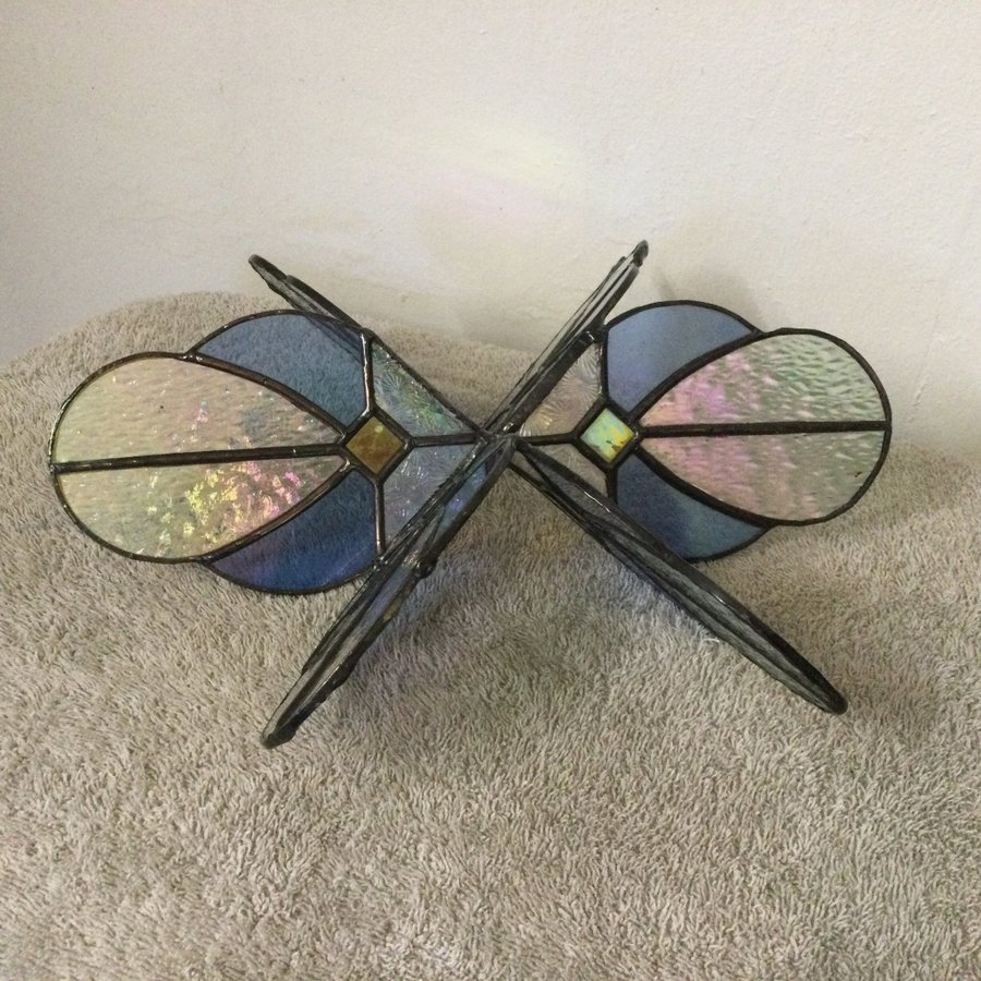 Tiffanyteknik 3D glas konst hantverk vind-solfångare vindspel snitt+/- 29 cm