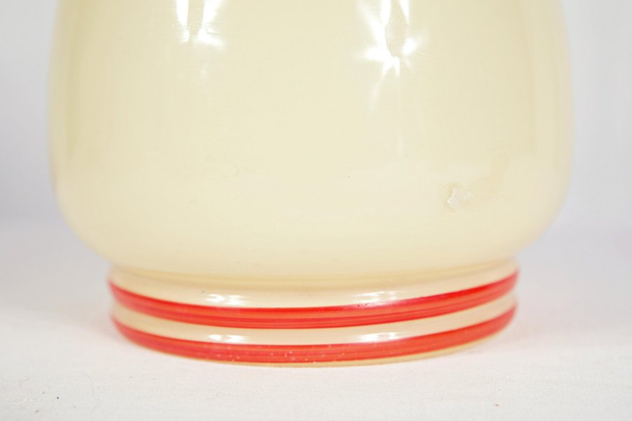LAMPSKÄRM glas 1910-30tal Art Déco vintage retro kult röda linjer