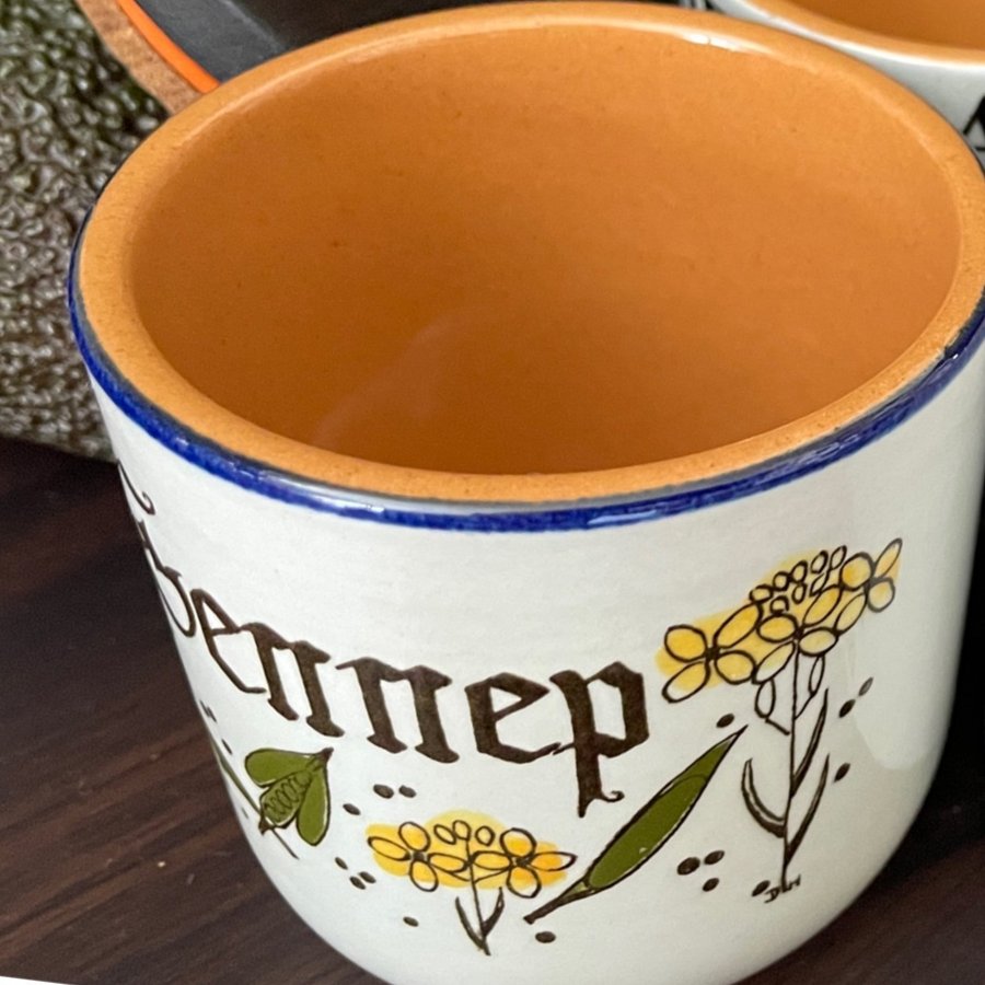 Knabstrup Danmark Sennep keramik retro burk m trälock