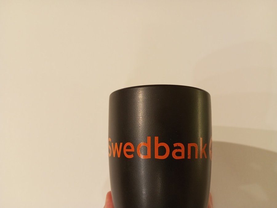 Swedbank Kaffe Te porslins keramik mugg svart färg 10 x 75 cm