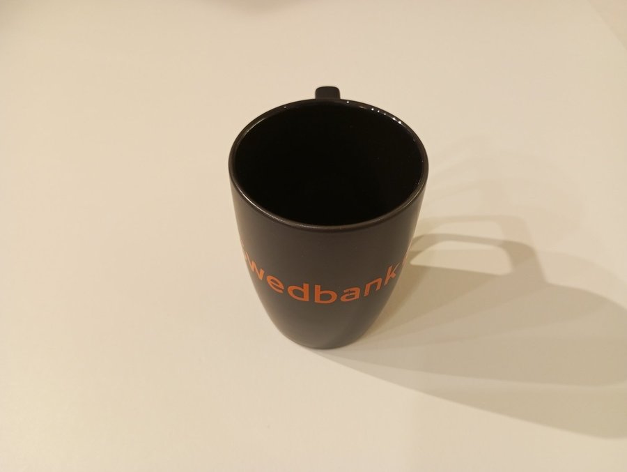 Swedbank Kaffe Te porslins keramik mugg svart färg 10 x 75 cm