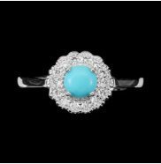 Turquoise 5mm Cz 925 Sterling Silver Ring Size 8 turkos och zirkoner