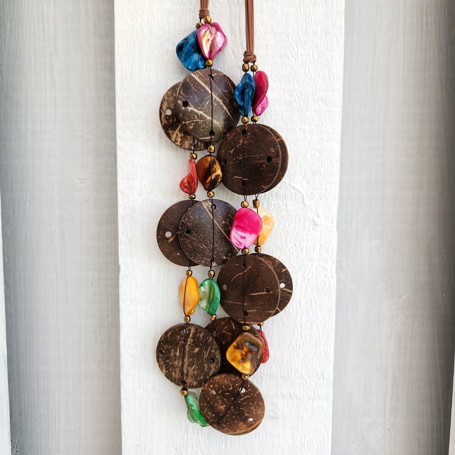 Coconut Shell Style with Colors  Beads Necklace
