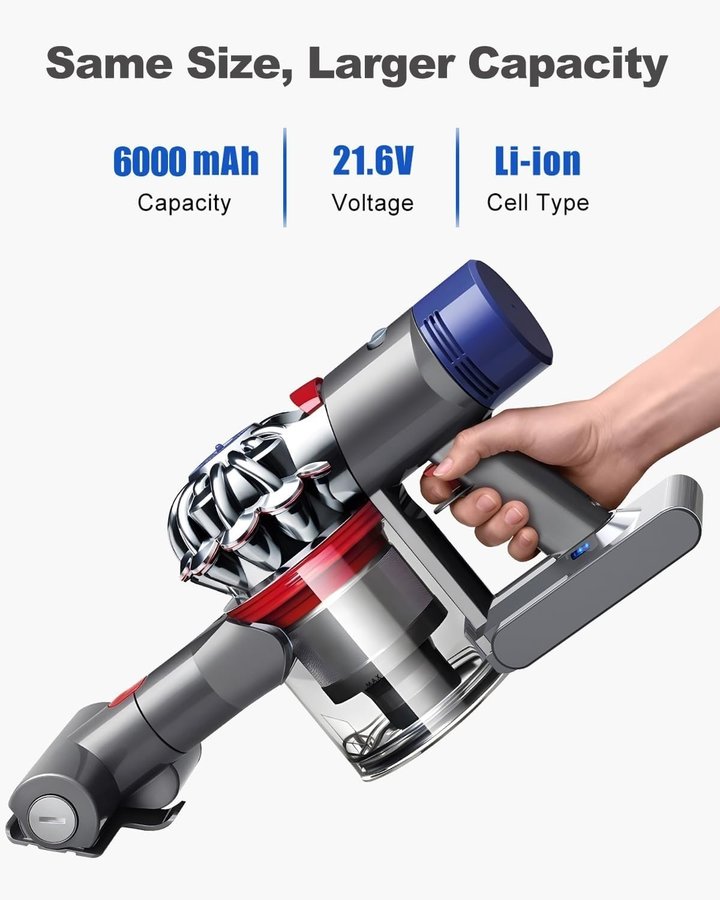 NYTT 6 000 mAh ersättningsbatteri för Dyson V8 Absolute mfl | Ordpris 489kr