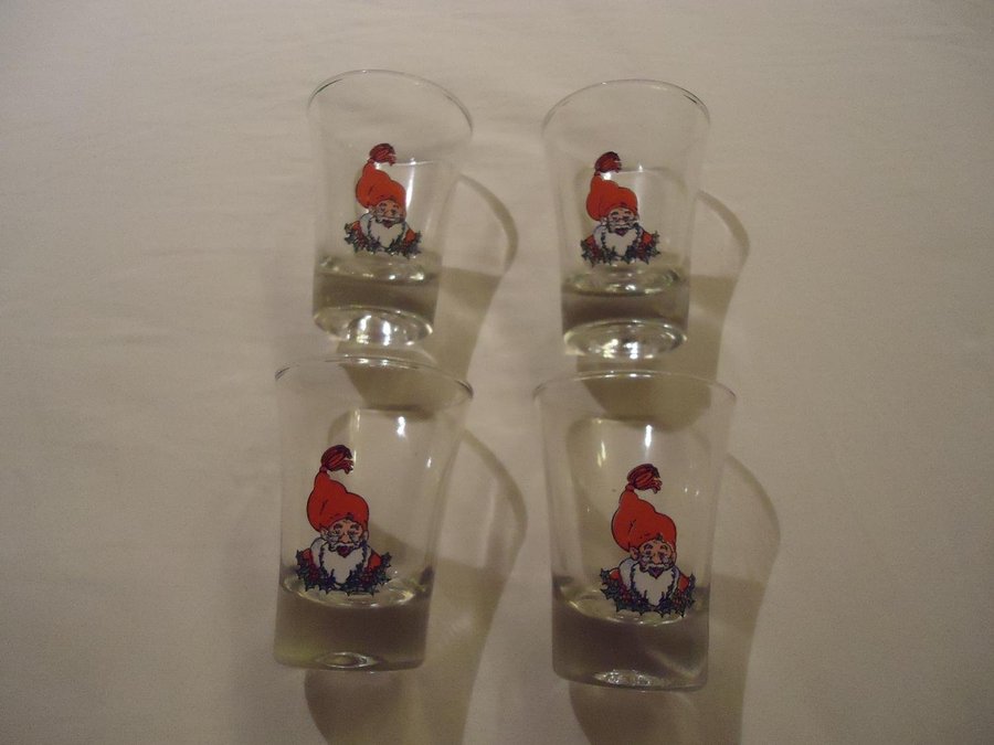 Jultomte glogg glas 4 st tomte motiv Julen Jul Christmas glasses Santa Claus