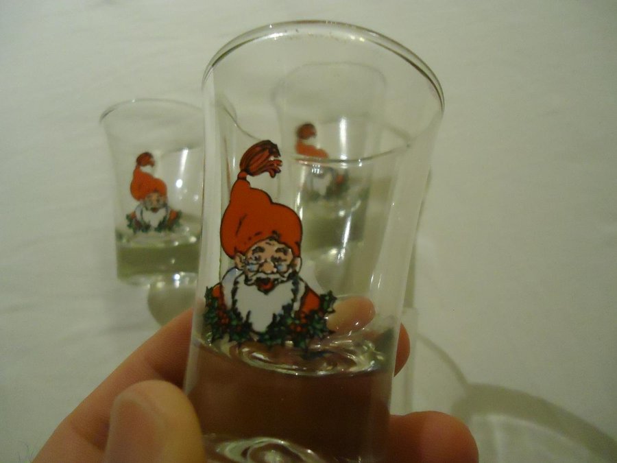 Jultomte glogg glas 4 st tomte motiv Julen Jul Christmas glasses Santa Claus