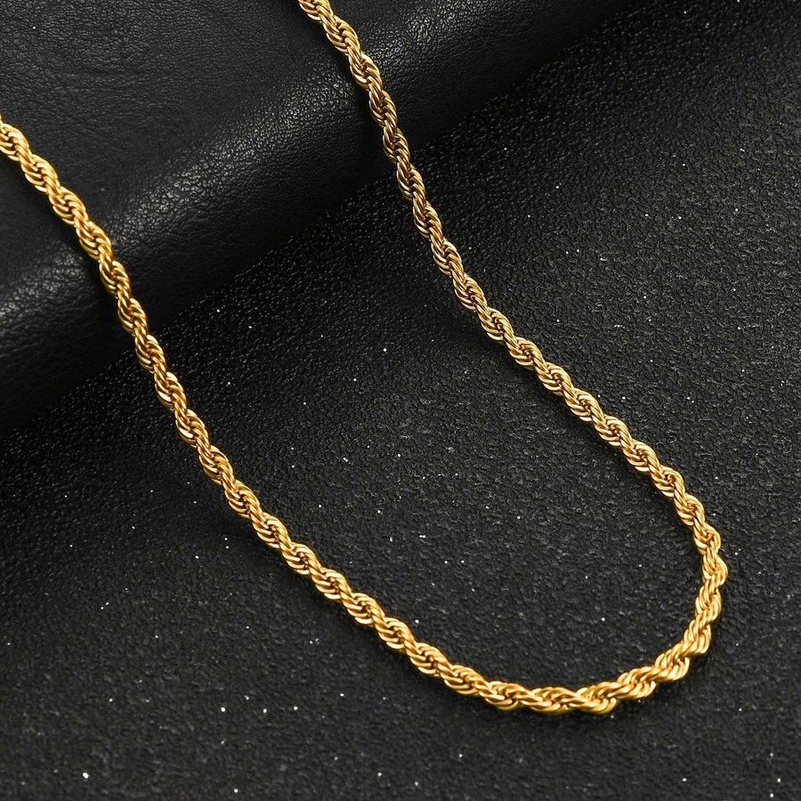 50cm 4mm guld 18K cordellänk Stämplad twisted pläterad kedja länk nickelsäker