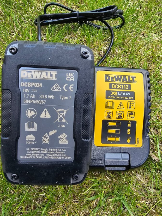 DeWalt dcb112 laddare och DCBP034 17ah 18v batteri