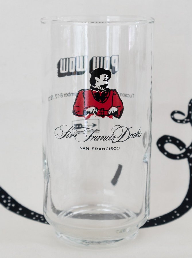 2 ST VINTAGE LONG DRINK GLAS SIR FRANCIS DRAKE POW WOW TUSCON ARIZONA 1973