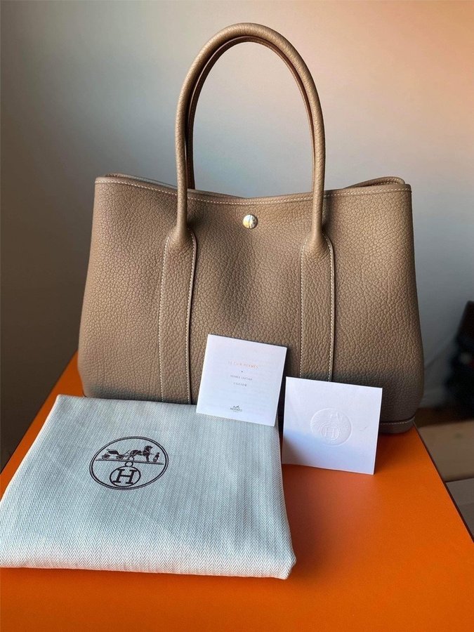 Hermès Garden Party leather tote 30 med kvitto kartong och dustbag