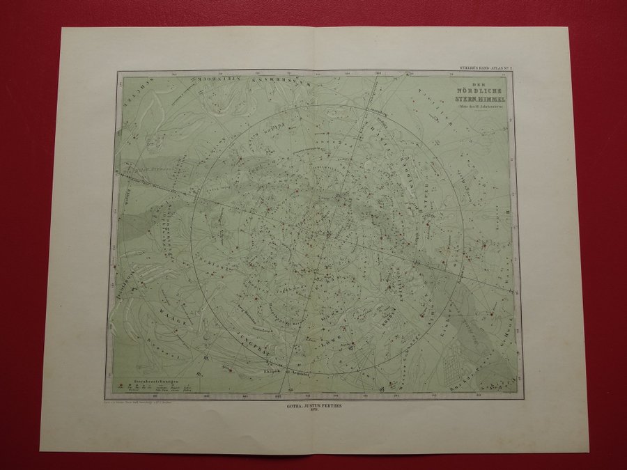 antik stjärnkarta över den norra himlen gammalt astronomitryck stjärna tryck