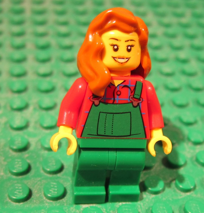 LEGO figur tjej flicka trädgårdsmästare brunt hår