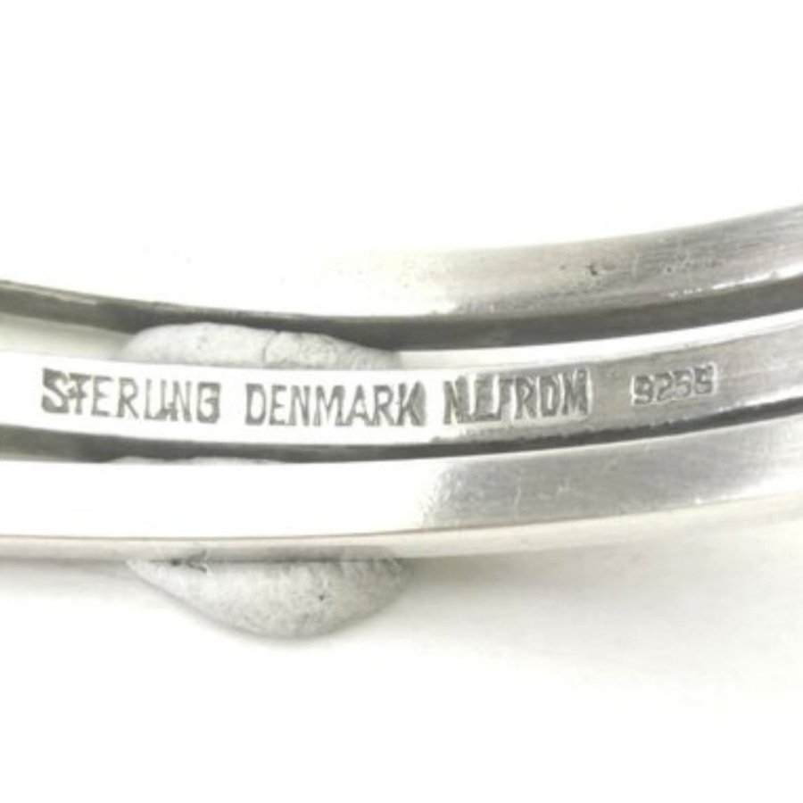 Niels Erik From sterling sølv armring med 2 rav sten