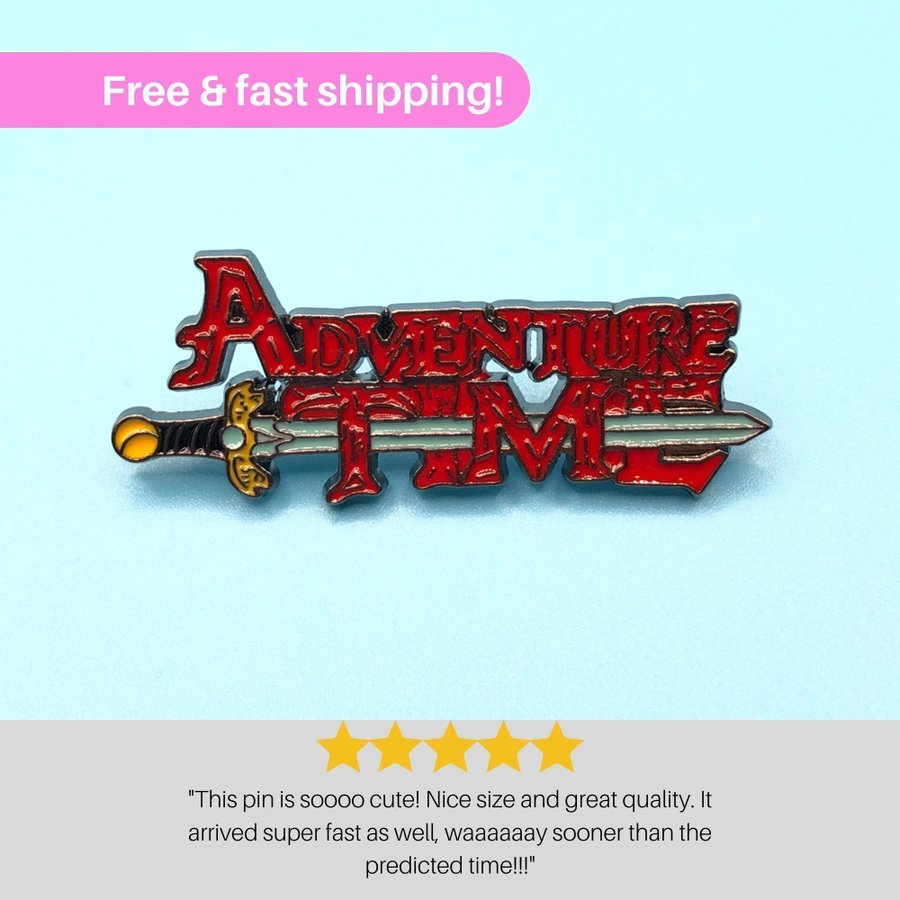 Iconic Adventure Time Logo Enamel Pin - Great Gift for Cartoon Enthusiasts