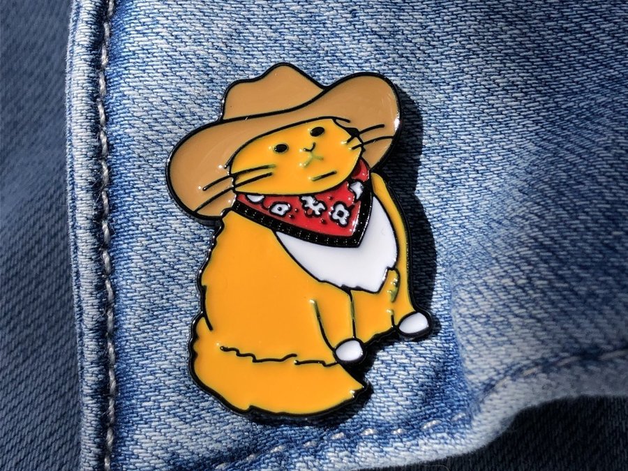 COWBOY CAT Enamel Pin | Cartoon Badge Brooche | Hard Enamel Pin