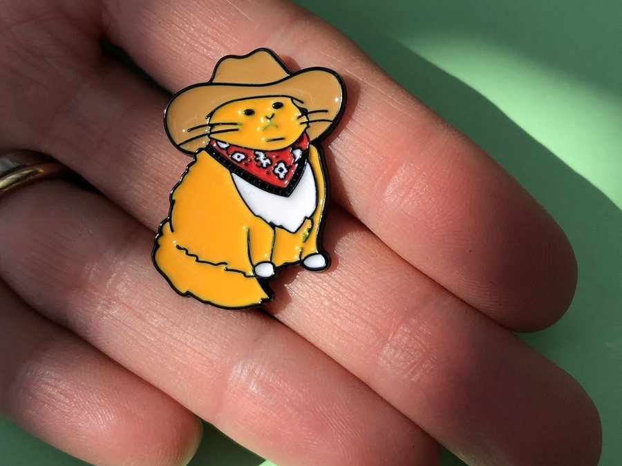 COWBOY CAT Enamel Pin | Cartoon Badge Brooche | Hard Enamel Pin