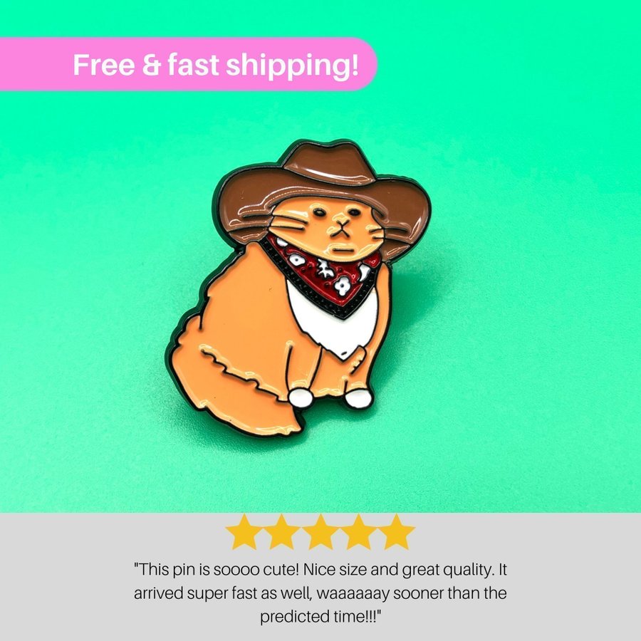 COWBOY CAT Enamel Pin | Cartoon Badge Brooche | Hard Enamel Pin