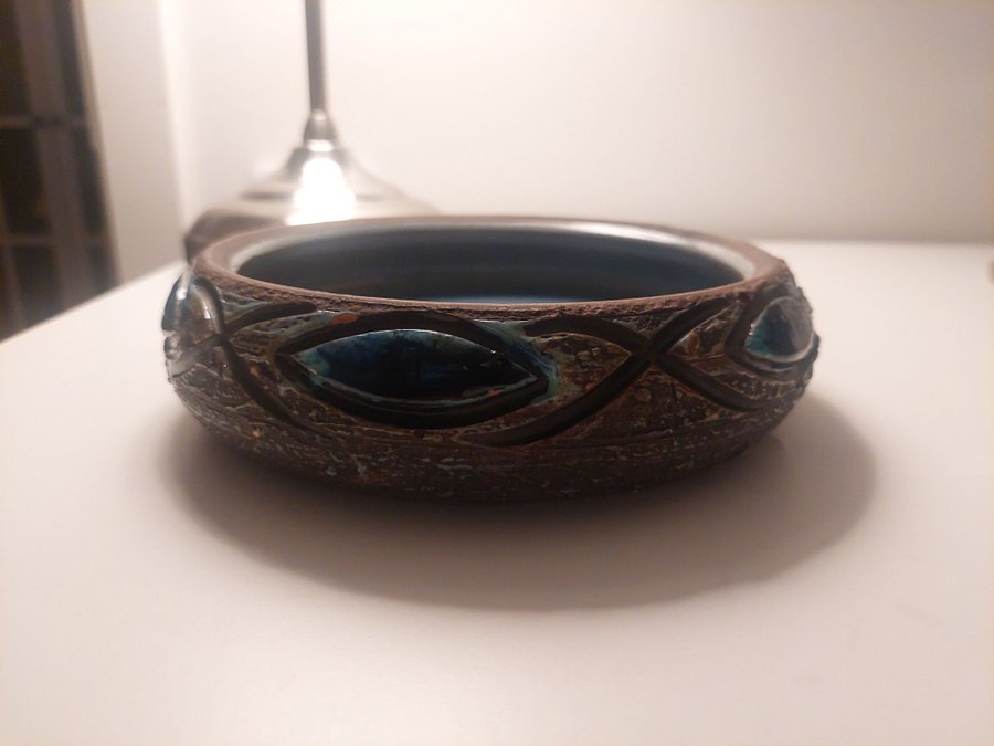 Skål Tilgmans keramik Sweden brun blå lila nr 710 1960-tal