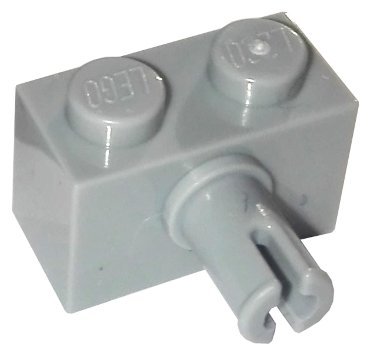 Light Bluish Gray Brick Modified 1 x 2 with Pin and Bottom Stud - LEGO - 44865