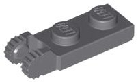 Dark Bluish Gray Hinge Plate 1 x 2 Locking with 2 Fingers on End - LEGO - 44302