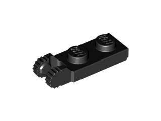 Black Hinge Plate 1 x 2 Locking with 2 Fingers on End - LEGO - 44302