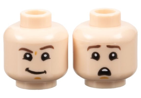 Light Nougat Minifigure Head Dual Sided Dark Brown Eyebrow - LEGO - 3626cpb2660