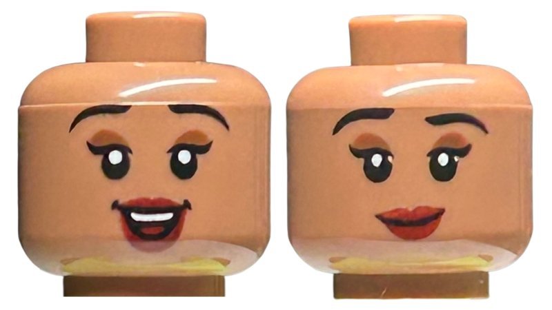 Medium Brown Minifigure Head Dual Sided Female Black Eyeb - LEGO - 3626cpb3298