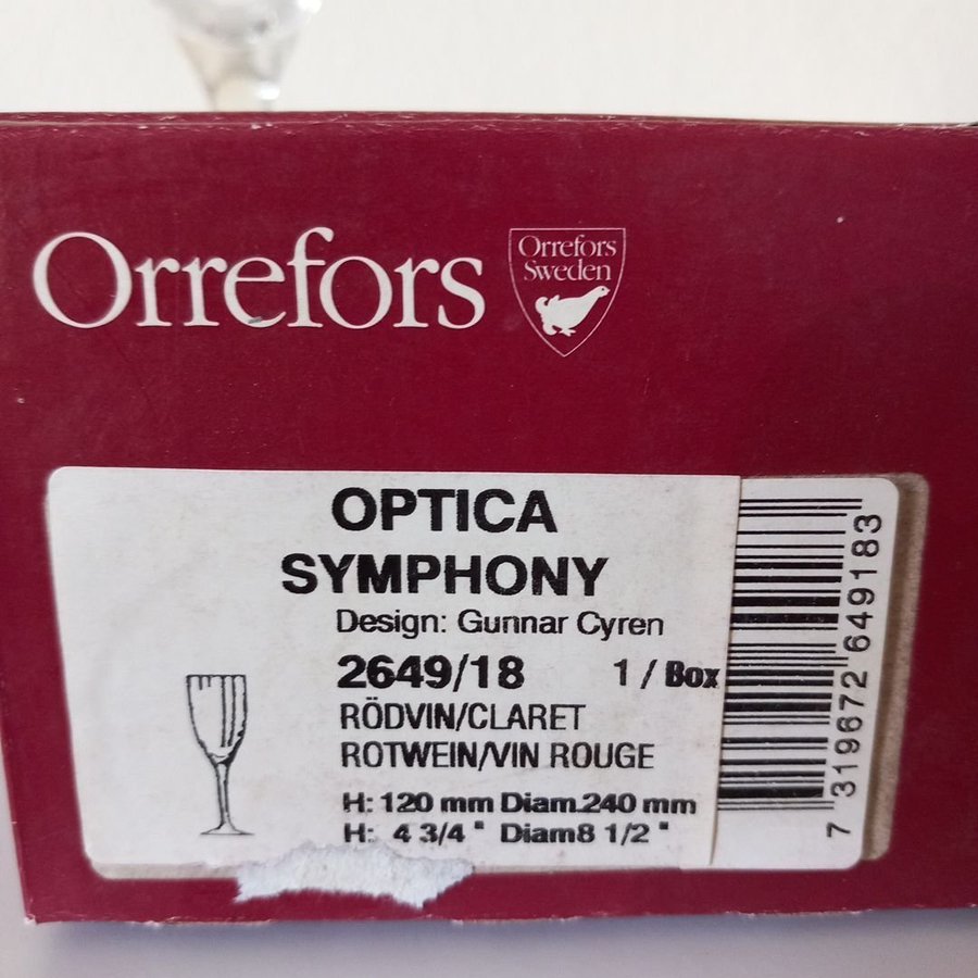 Orrefors "Optica Symphony" Rödvin/Claret glas Gunnar Cyren