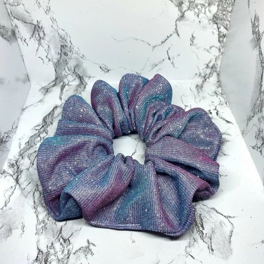 Blå lila glitter överdimensionerad scrunchie hårsnodd Enchanted Scrunch HELT NY