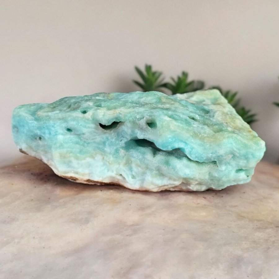 Jättefint rå blå / turkosfärgad Aragonit kristall kluster Natursten Mineral NY