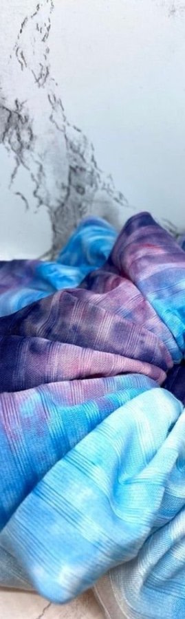 Blå lila batikmönstrad överdimensionerad XL Scrunchie hårsnodd Enchanted Scrunch