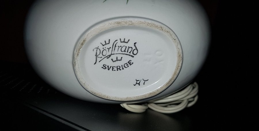 Bordslampa med vackert blommotiv vintage 50-tal Rörstrand Hänkelvas Julklapp