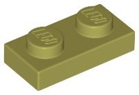 Olive Green Plate 1 x 2 - LEGO - 3023