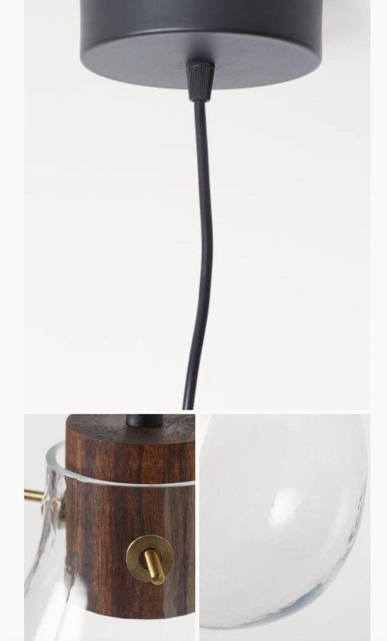 Snygg taklampa / takpendel från HM Home glaskupa trä nypris 699 kr