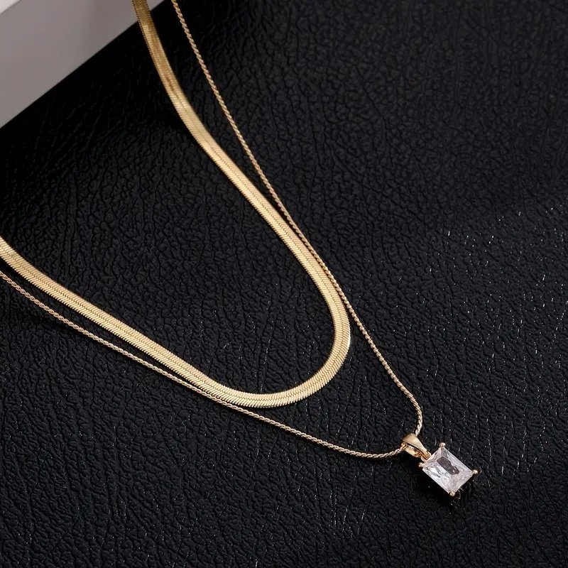 14K guldpläterat halsband chunky kedja choker snake stål rektangulär nickelfri