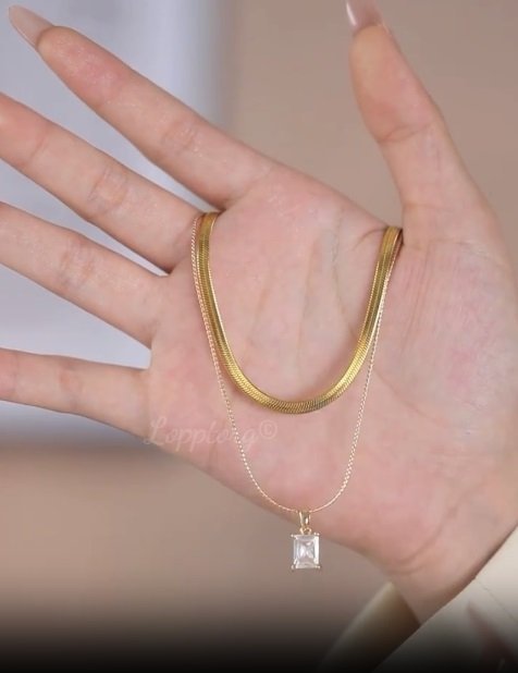 14K guldpläterat halsband chunky kedja choker snake stål rektangulär nickelfri