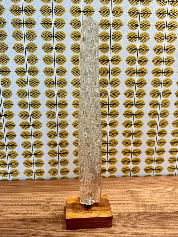 Bengt Edenfalk Skruf Kristall Obelisk Teak Skulptur Royal Crown Crystal