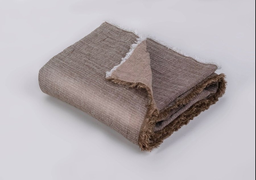 Beige/brun 100% Linne filt från Italien - oanvänd