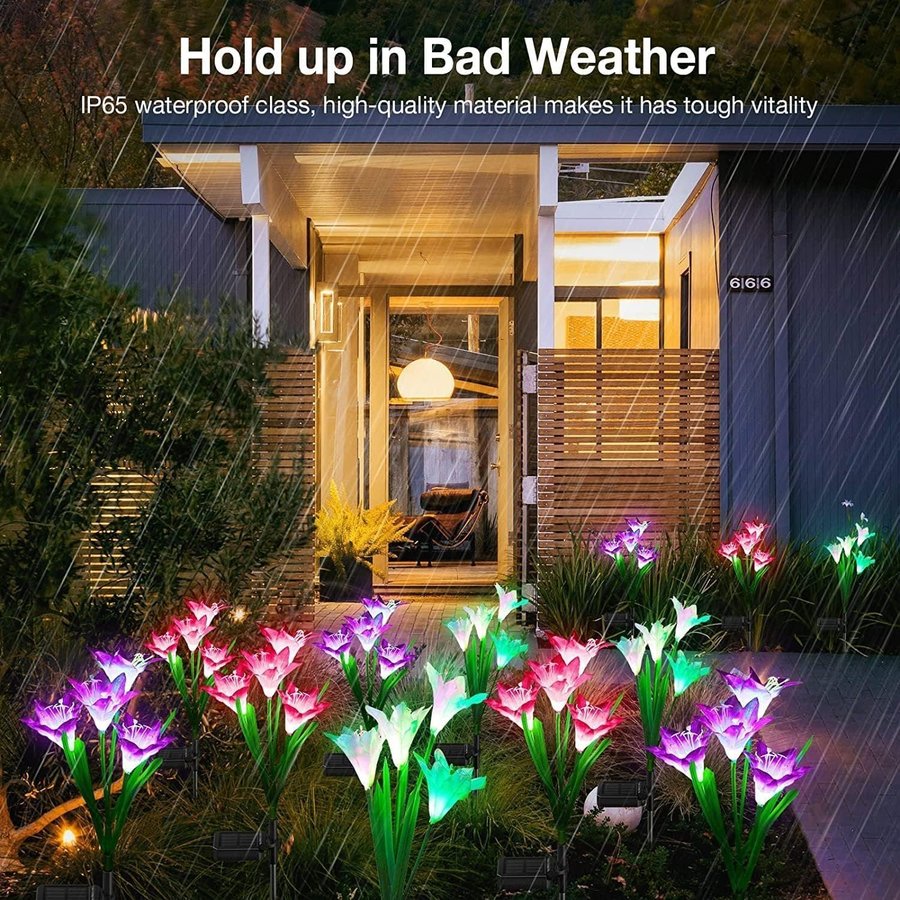 4 Pack vattentät Solar Garden Light Lily Flower Garden Decoration