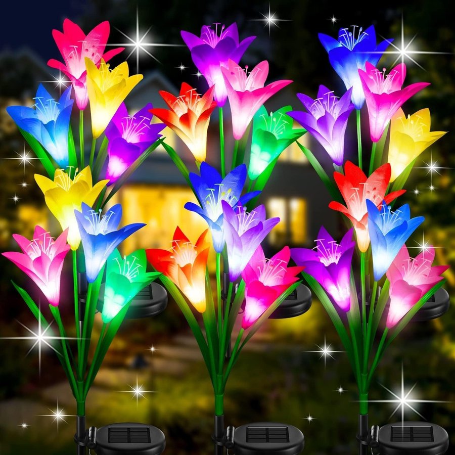 4 Pack vattentät Solar Garden Light Lily Flower Garden Decoration