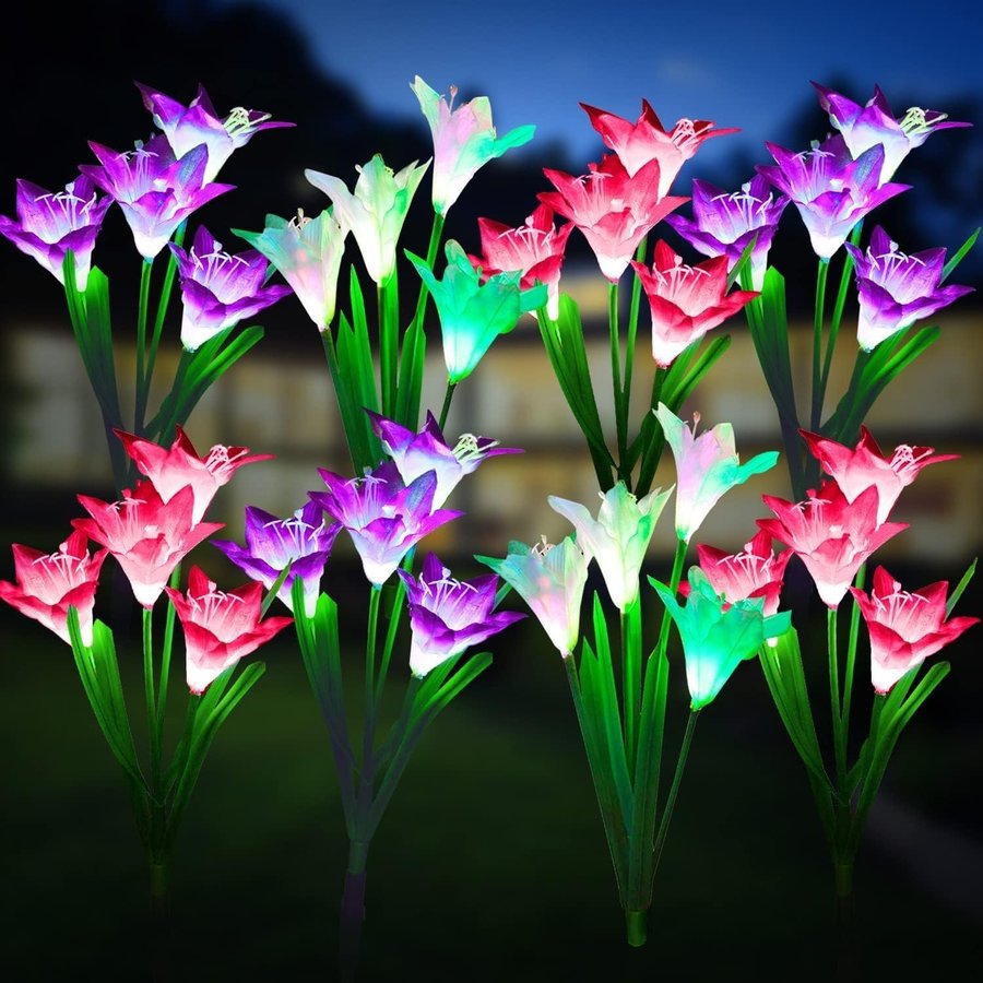 4 Pack vattentät Solar Garden Light Lily Flower Garden Decoration