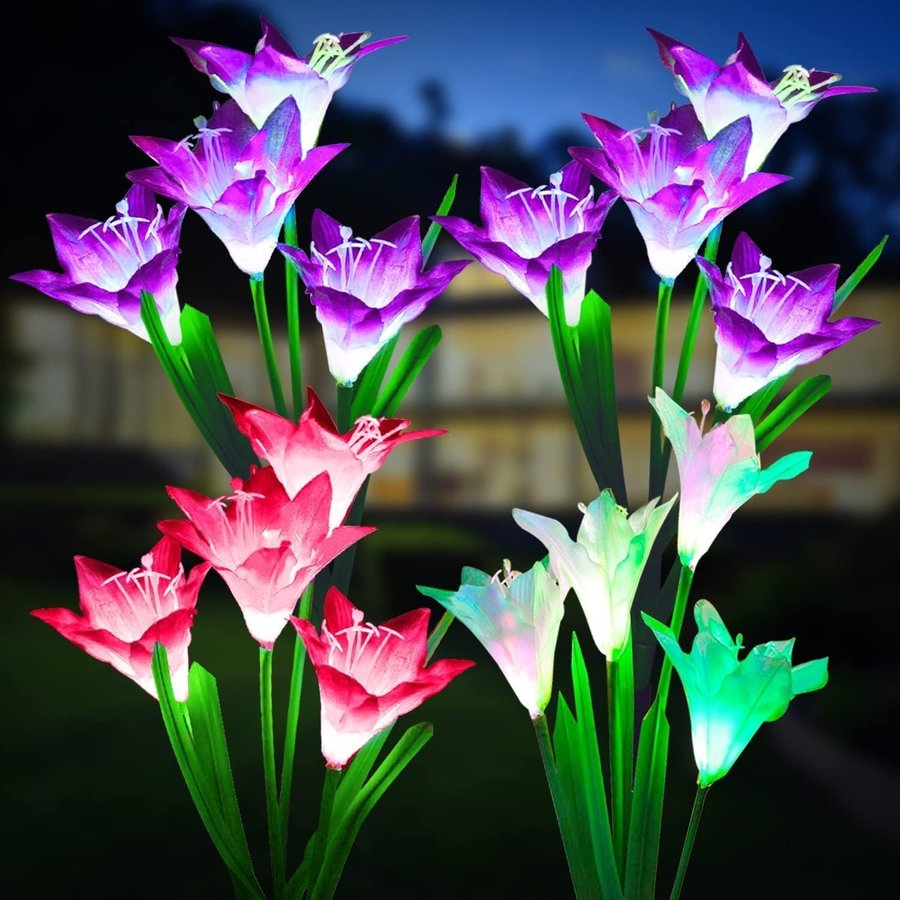 4 Pack vattentät Solar Garden Light Lily Flower Garden Decoration