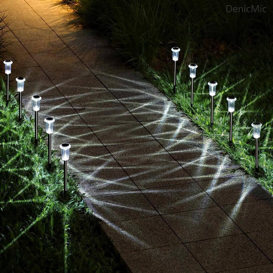 6 stycken LED utomhus vattentäta solenergilampor för trädgårdsdekoration