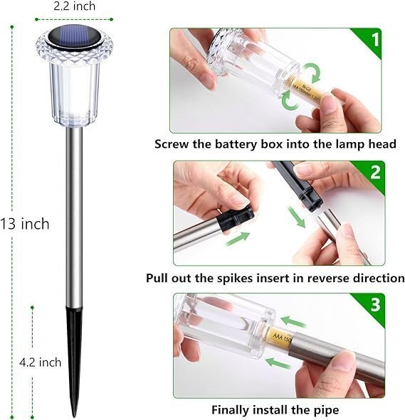 6 stycken LED utomhus vattentäta solenergilampor för trädgårdsdekoration