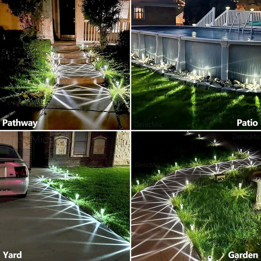 6 stycken LED utomhus vattentäta solenergilampor för trädgårdsdekoration