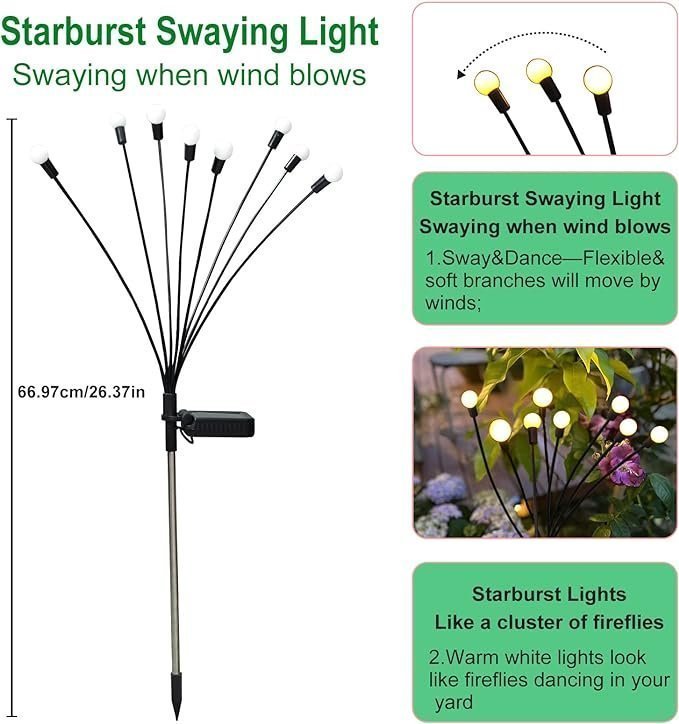 Firefly Solar Garden Light Vattentät Swing Garden Light Garden Decoration