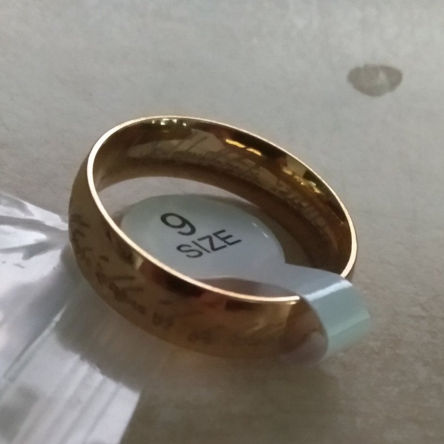 Ring LotR "The One Ring" rostfritt stål guld mått 9 (US)/587 mm circ
